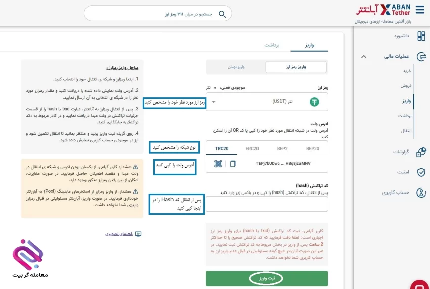 واریز در آبانتتر