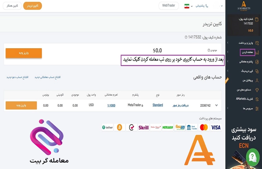 افتتاح حساب استاندارد آمارکتس