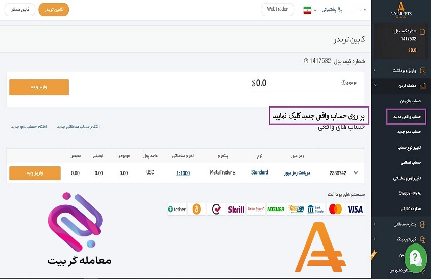 افتتاح حساب استاندارد آمارکتس