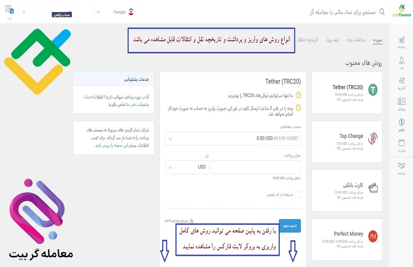 واریز به لایت فارکس