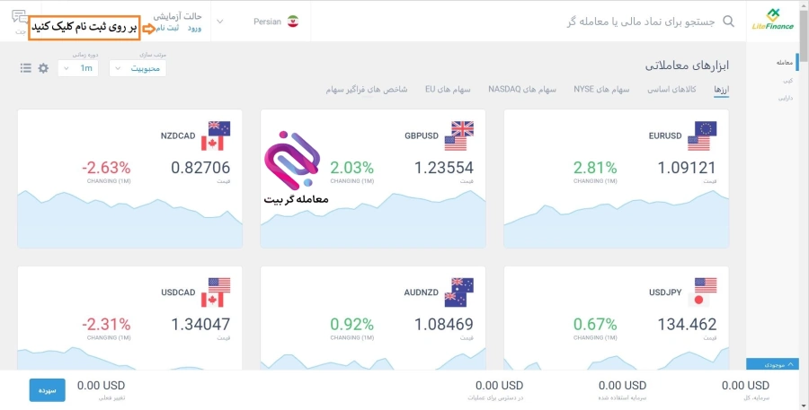 ثبت نام در بروکر لایت فارکس